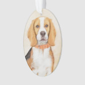 Beagle Hound Dog Malerei Original Tierart Ornament (Vorderseite)