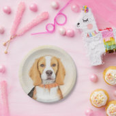Beagle Hound Dog Malerei Original Tierart Pappteller (Party)