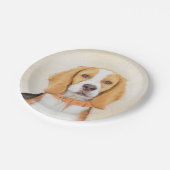 Beagle Hound Dog Malerei Original Tierart Pappteller (Schrägansicht)
