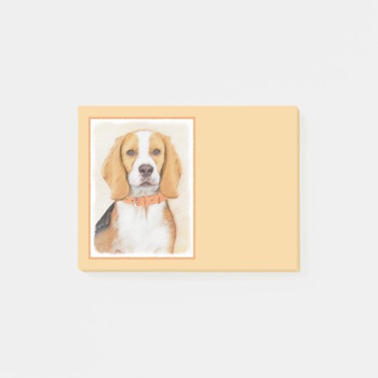 Beagle Hound Dog Malerei Original Tierart Post-it Klebezettel (Vorderseite)