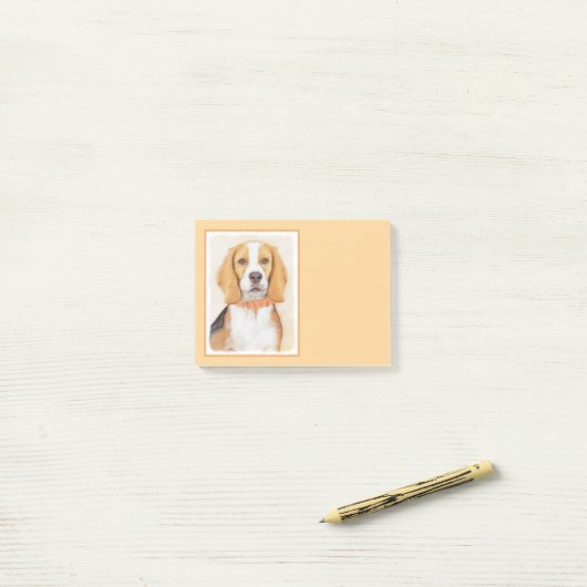 Beagle Hound Dog Malerei Original Tierart Post-it Klebezettel (Auf Schreibtisch)