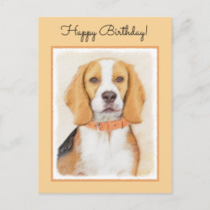 Beagle Hound Dog Malerei Original Tierart Postkarte