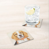 Beagle Hound Dog Malerei Original Tierart Rechteckiger Pappuntersetzer (Vor Ort)