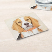 Beagle Hound Dog Malerei Original Tierart Rechteckiger Pappuntersetzer (angewinkelt)