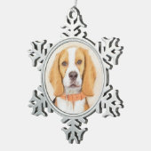 Beagle Hound Dog Malerei Original Tierart Schneeflocken Zinn-Ornament (Rechts)