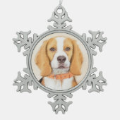 Beagle Hound Dog Malerei Original Tierart Schneeflocken Zinn-Ornament (Vorderseite)