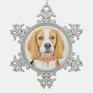 Beagle Hound Dog Malerei Original Tierart Schneeflocken Zinn-Ornament