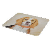 Beagle Hound Dog Malerei Original Tierart Schneidebrett (Ecke)
