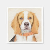 Beagle Hound Dog Malerei Original Tierart Serviette (Vorderseite)