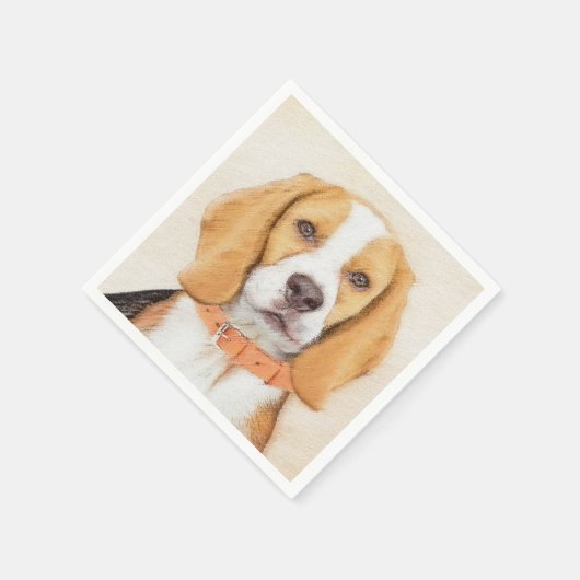 Beagle Hound Dog Malerei Original Tierart Serviette (Ecke)