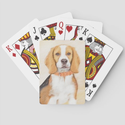 Beagle Hound Dog Malerei Original Tierart Spielkarten (Rückseite)