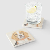 Beagle Hound Dog Malerei Original Tierart Steinuntersetzer (Seitenansicht)