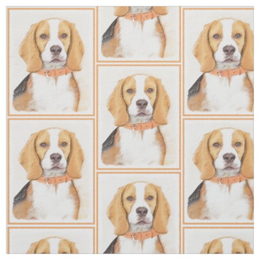 Beagle Hound Dog Malerei Original Tierart Stoff (Muster)
