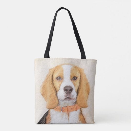 Beagle Hound Dog Malerei Original Tierart Tasche (Rückseite)
