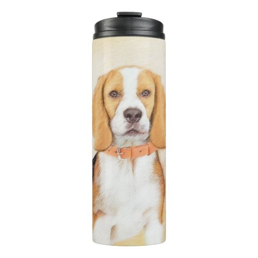 Beagle Hound Dog Malerei Original Tierart Thermosbecher (Vorderseite)