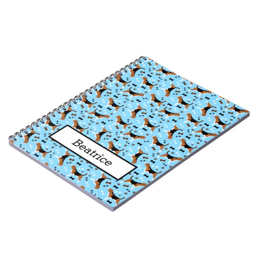 Beagle Hound Dog Paw Print Blue Notizblock (Linke Seite)