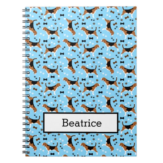 Beagle Hound Dog Paw Print Blue Notizblock (Vorderseite)