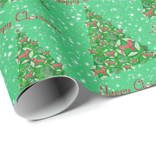 Beagle Hound Dog Weihnachtsbaum Weihnachtsstern Geschenkpapier (Rolleneckpunkt)