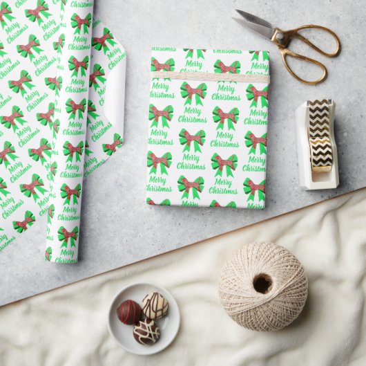 Beagle Hound Frohe Weihnachtshund & Bow White Geschenkpapier (Kunsthandwerk)