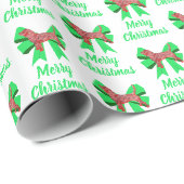 Beagle Hound Frohe Weihnachtshund & Bow White Geschenkpapier (Rolleneckpunkt)