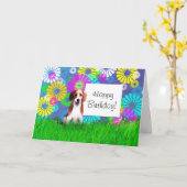 Beagle Hound Hund Happy Birthday Karte (Gelbe Blume)