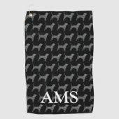 Beagle Hound Hund Niedliche Silhouette Y&B Grid Bl Golfhandtuch (Vorderseite)