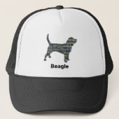 Beagle Hound Hund Silhouette Grid Custom Truckerkappe (Vorderseite)