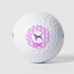 Beagle Hound Hund Silhouette Paw Pink PY&B Golfball