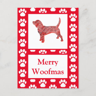 Beagle Hound Hund Silhouette Rot Frohe Weihnachten Postkarte