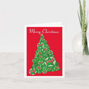 Beagle Hound Hund Silhouette Weihnachtsbaum Rot Karte