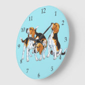 Beagle Hounds Große Wanduhr (Winkel)