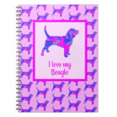 Beagle Hounds Hund Lover Pink & Blue Silhouette Notizblock (Vorderseite)