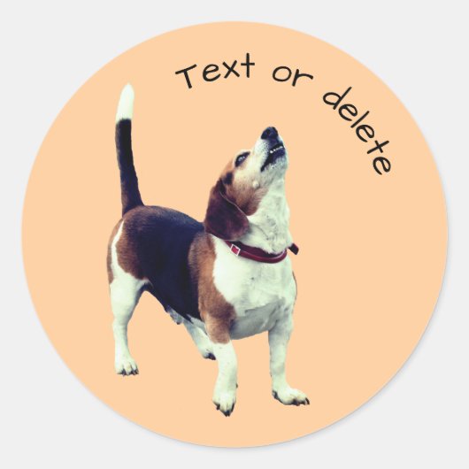 Beagle Howling Dog Personalisiert Runder Aufkleber (Vorderseite)