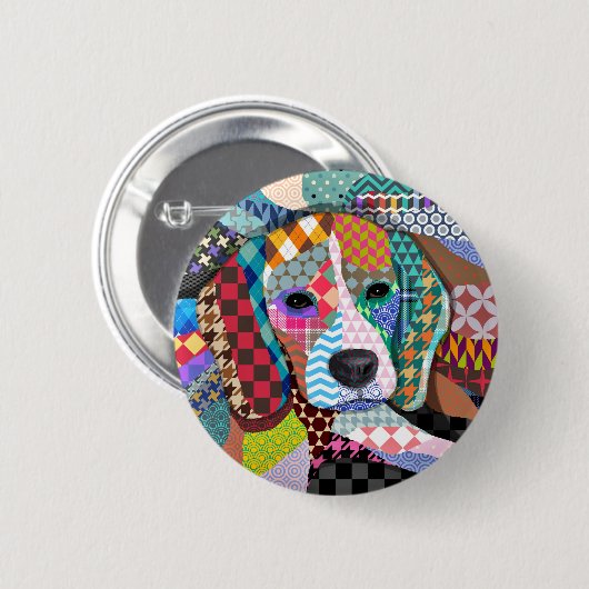 Beagle Hund 161 Button (Vorne & Hinten)