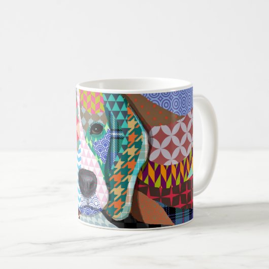 Beagle Hund 161 Multicolor-Muster Kaffeetasse (VorderseiteRechts)