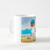 Beagle-Hund am Strand Kaffeetasse (Vorderseite Links)