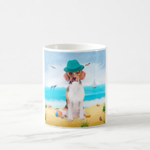 Beagle-Hund am Strand Kaffeetasse