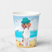 Beagle-Hund am Strand Pappbecher (Rückseite)