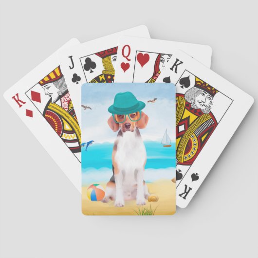 Beagle-Hund am Strand Spielkarten (Rückseite)