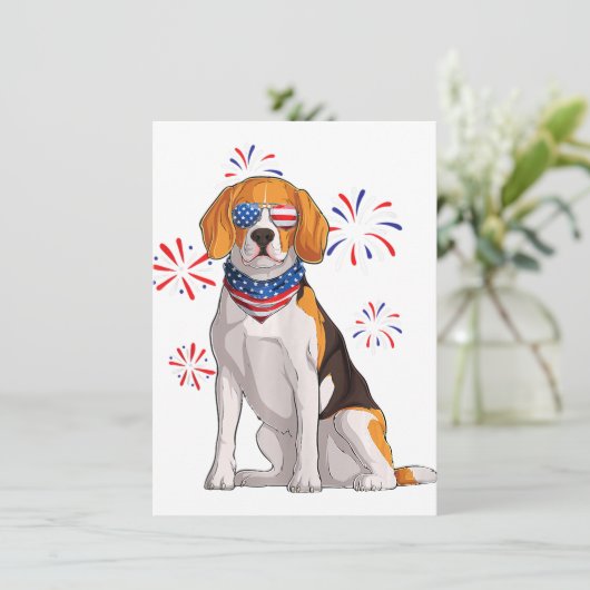 Beagle-Hund Amerikanisch-usa-Fahne Männer Beagle-L Einladung (Stehend Vorderseite)