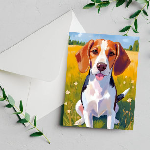 Beagle-Hund-Aquarell-Haustier-Malerei-Karte