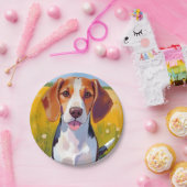Beagle-Hund Aquarell Haustiermalerei Pappteller (Party)