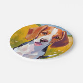 Beagle-Hund Aquarell Haustiermalerei Pappteller (Schrägansicht)
