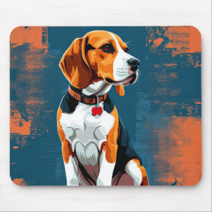 Beagle-Hund auf abstraktem Hintergrund Mousepad