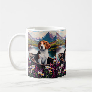 Beagle-Hund auf einem Paddel: Ein landschaftliches Kaffeetasse