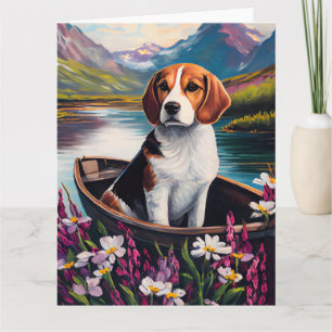 Beagle-Hund auf einem Paddel: Ein landschaftliches Karte