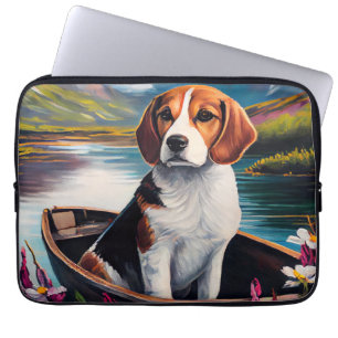 Beagle-Hund auf einem Paddel: Ein landschaftliches Laptopschutzhülle
