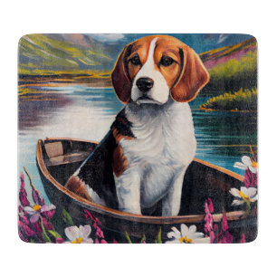 Beagle-Hund auf einem Paddel: Ein landschaftliches Schneidebrett