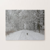 Beagle Hund auf einem Schneeweg Design Jigsaw Puzz Puzzle (Horizontal)