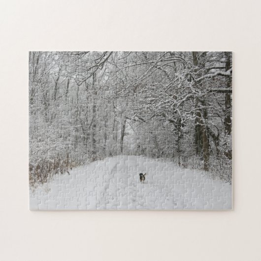 Beagle Hund auf einem Schneeweg Design Jigsaw Puzz Puzzle (Horizontal)